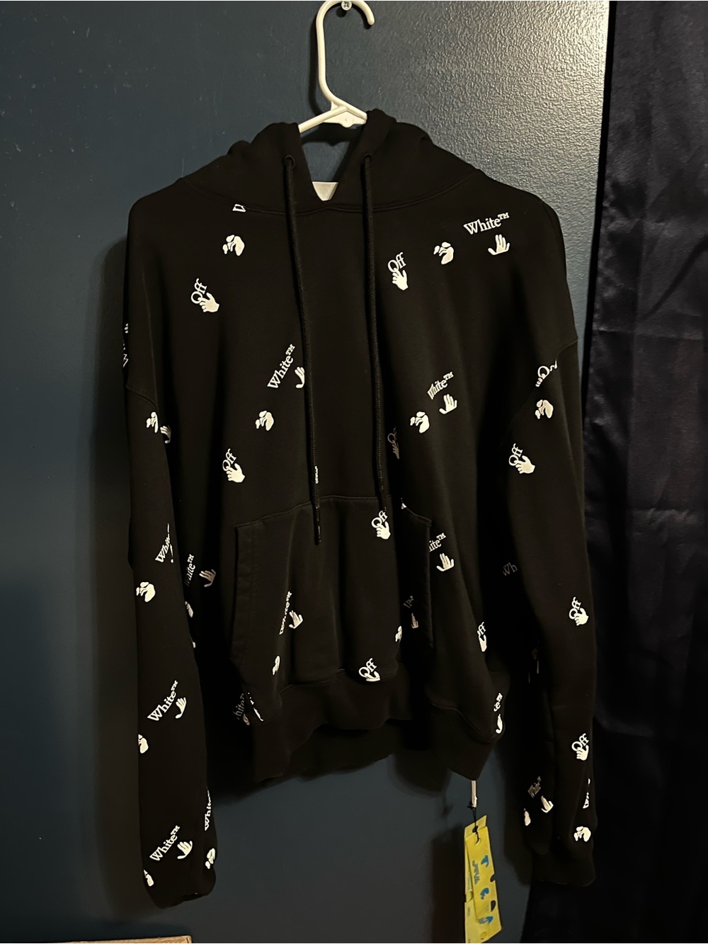 Off-White All Over Logo Black Pullover Hoodie